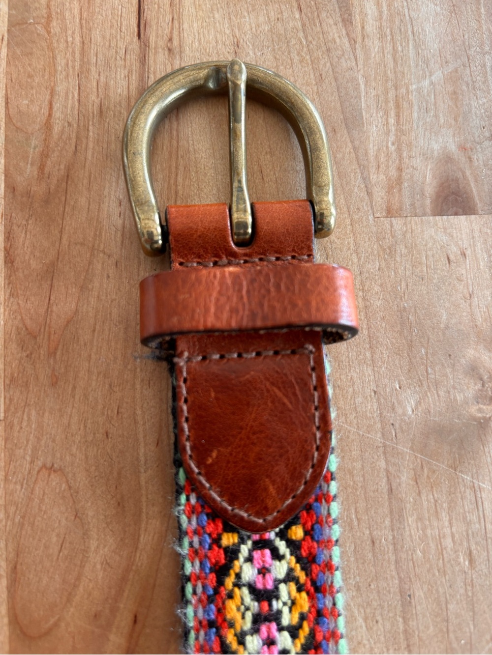Vintage Lucky Brand Southwestern Woven Fabric & Leather Belt